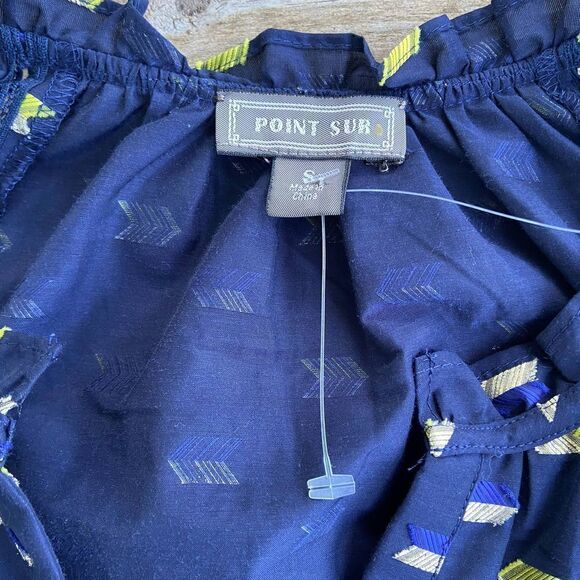 NEW J. Crew Point Sur Ruffle-Neck Popover in Metallic Clip Dot Small - Picture 3 of 4